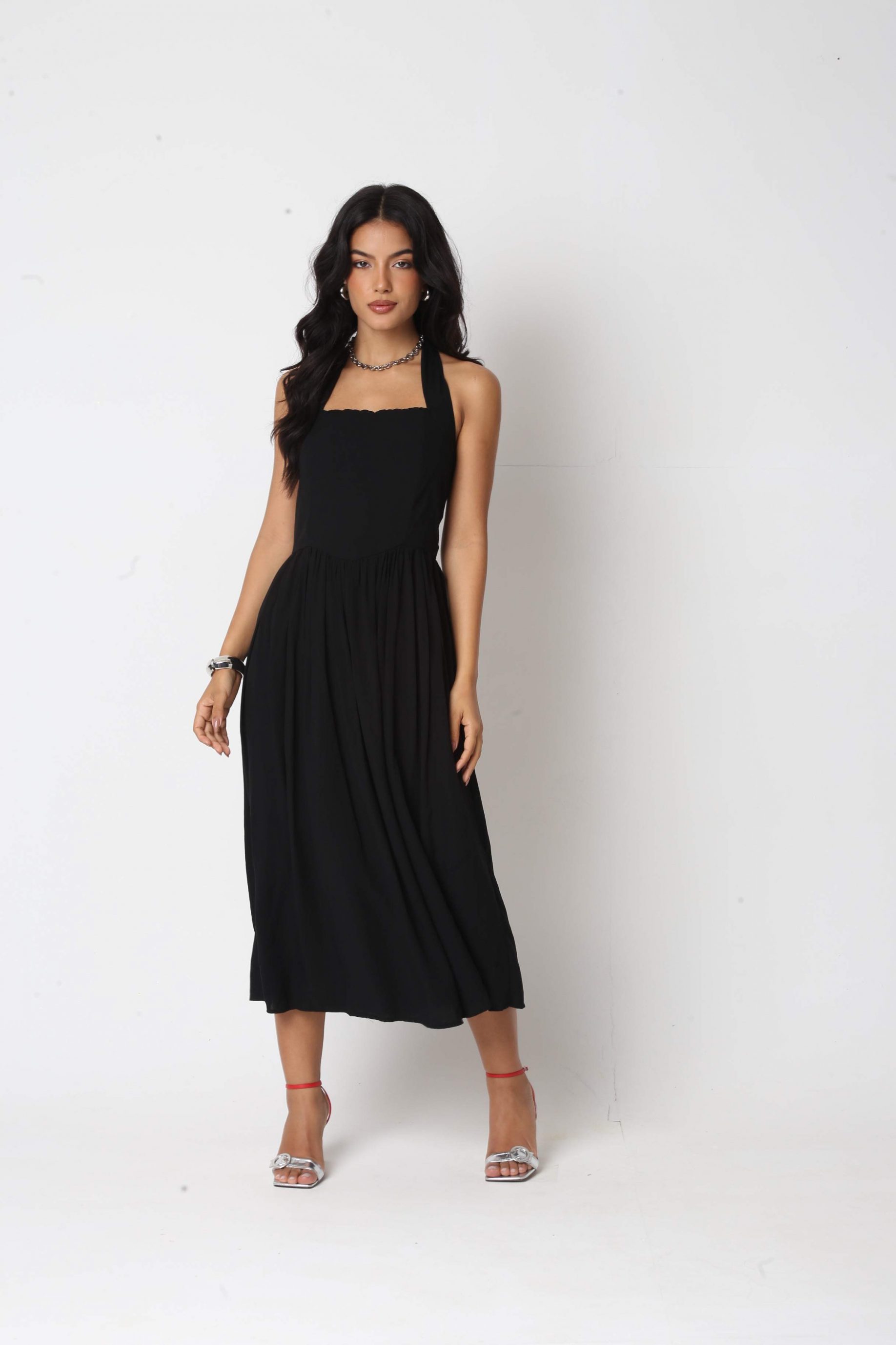 Vestido Viscose Valentina Preto
