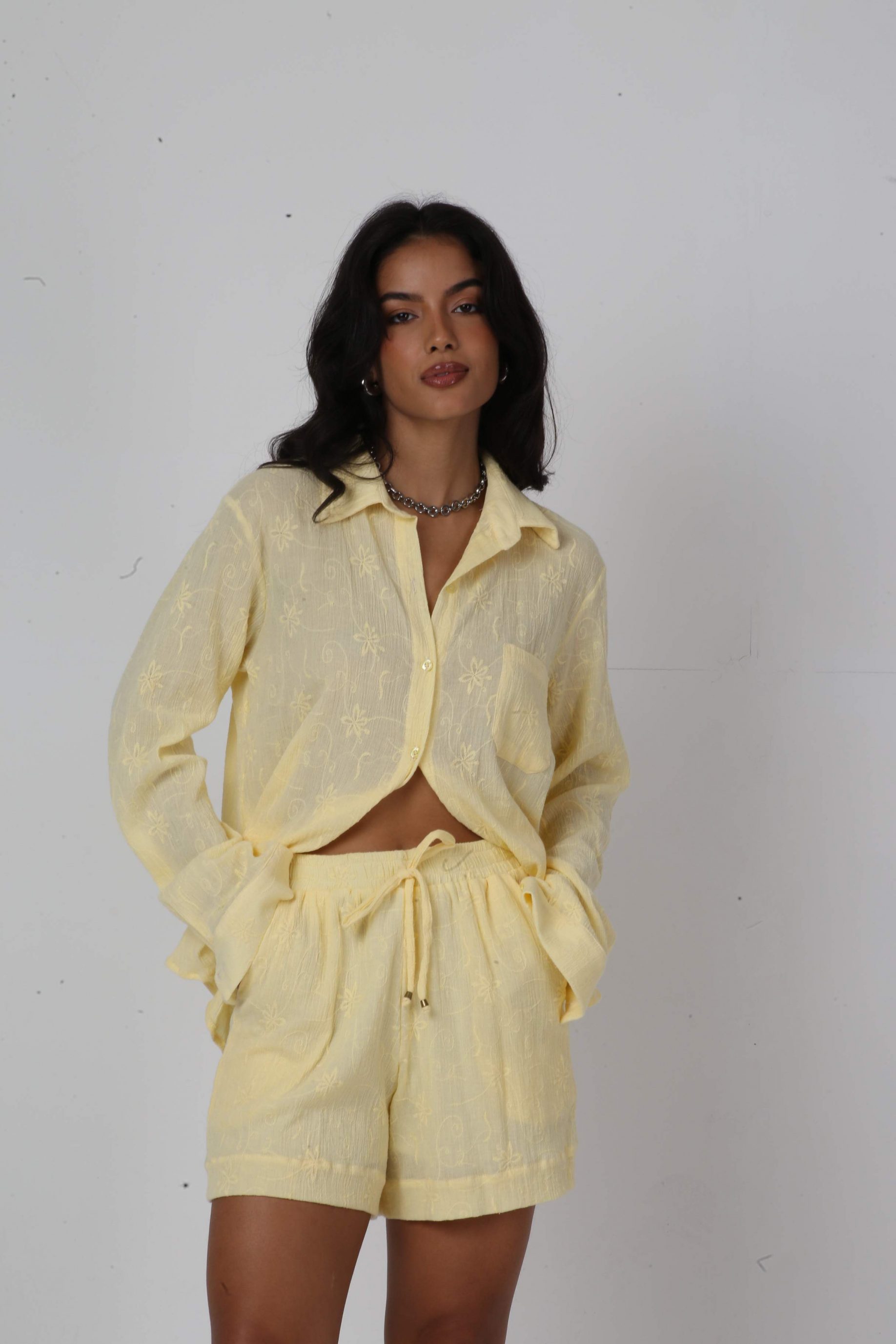 Short Algodão Elástico Bia Amarelo