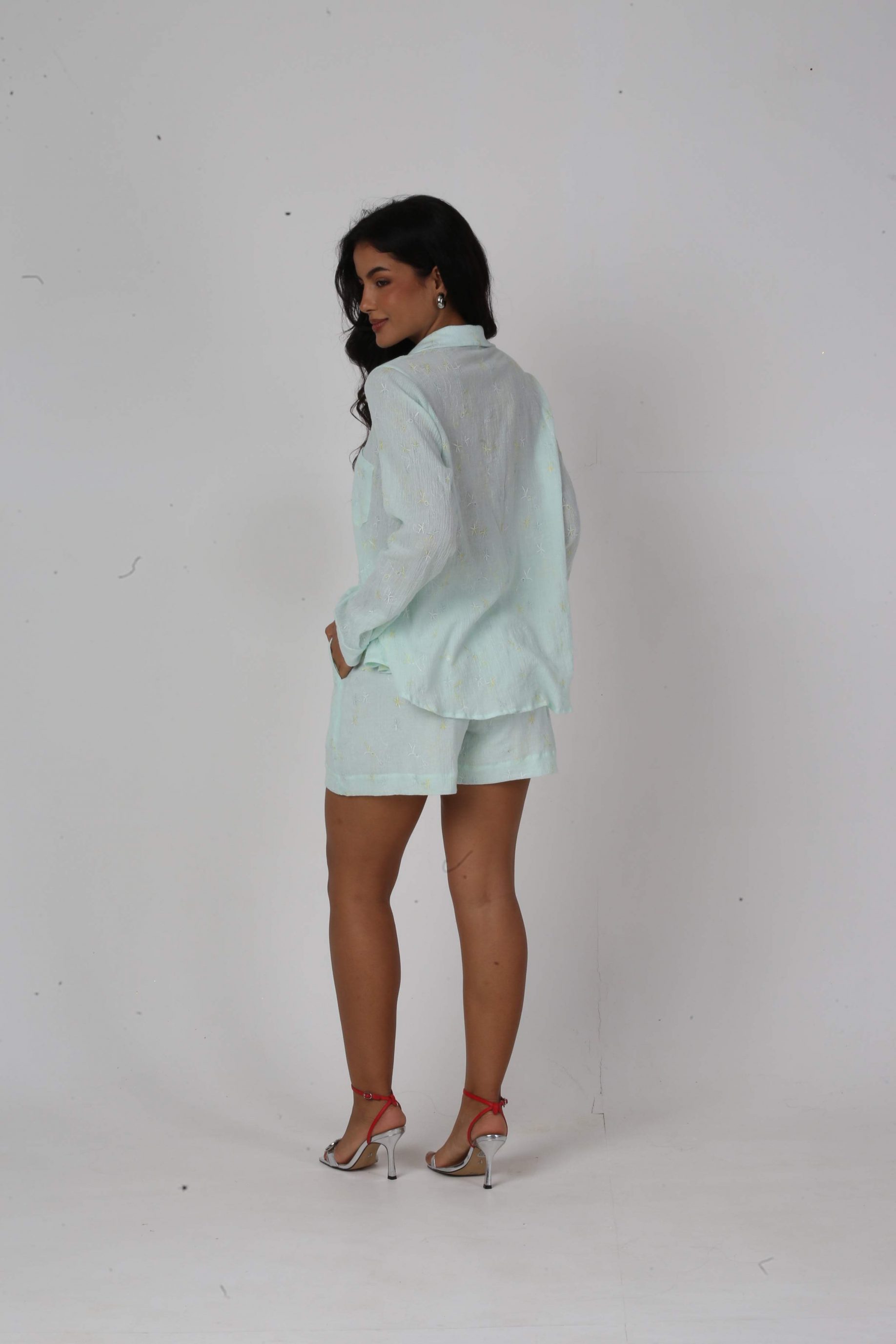 Short Algodão Elástico Bia Verde Água