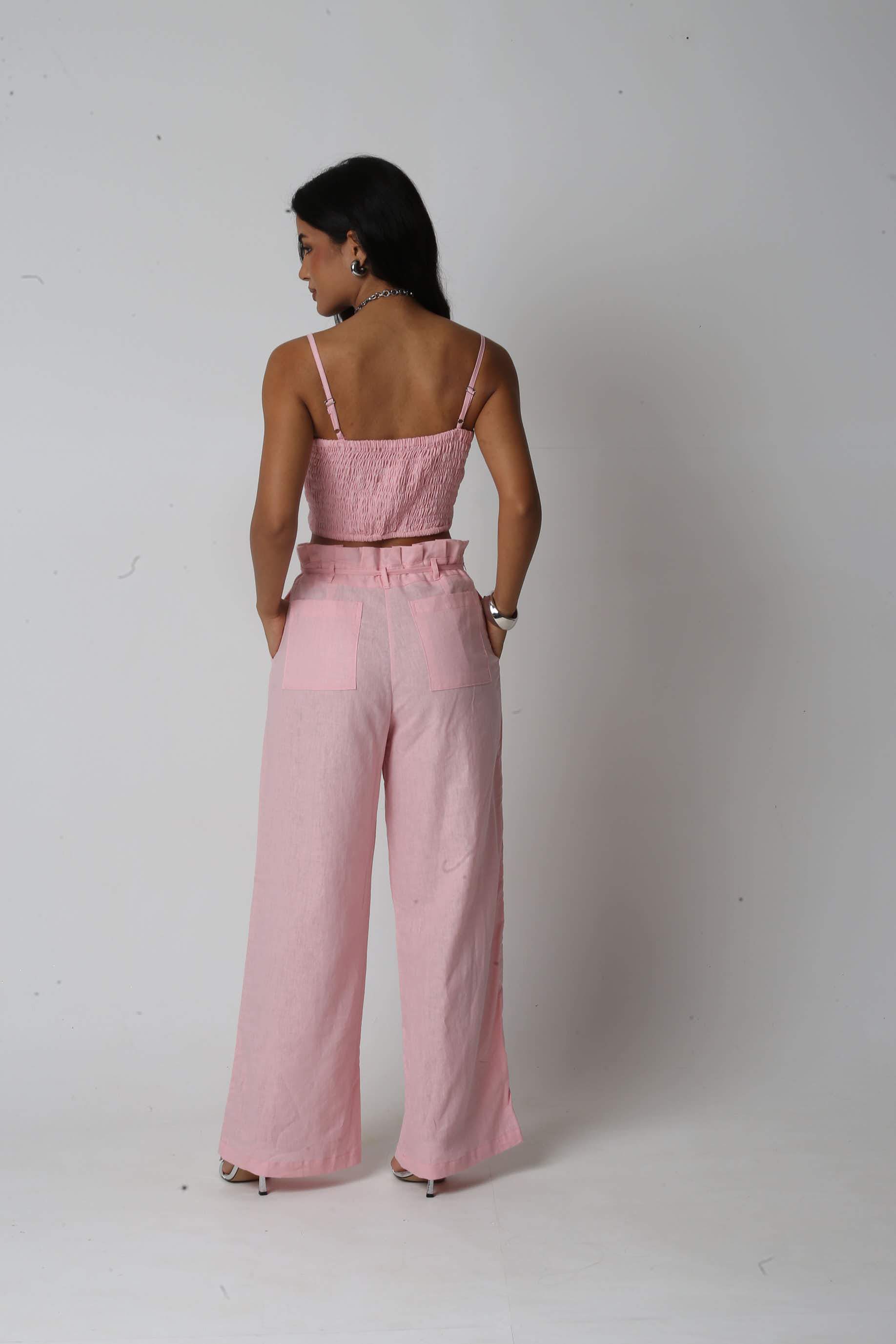Calça Linho Renata Rosa Claro