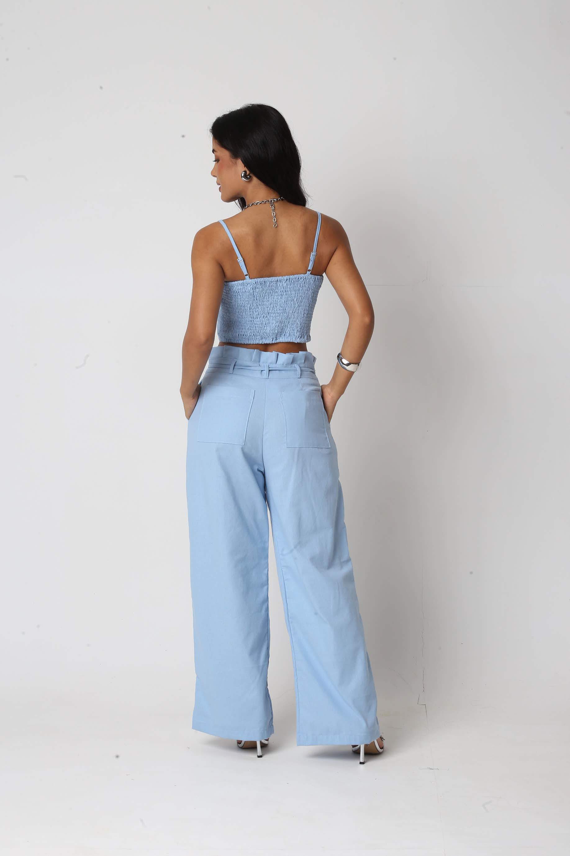 Calça Linho Renata Azul Claro