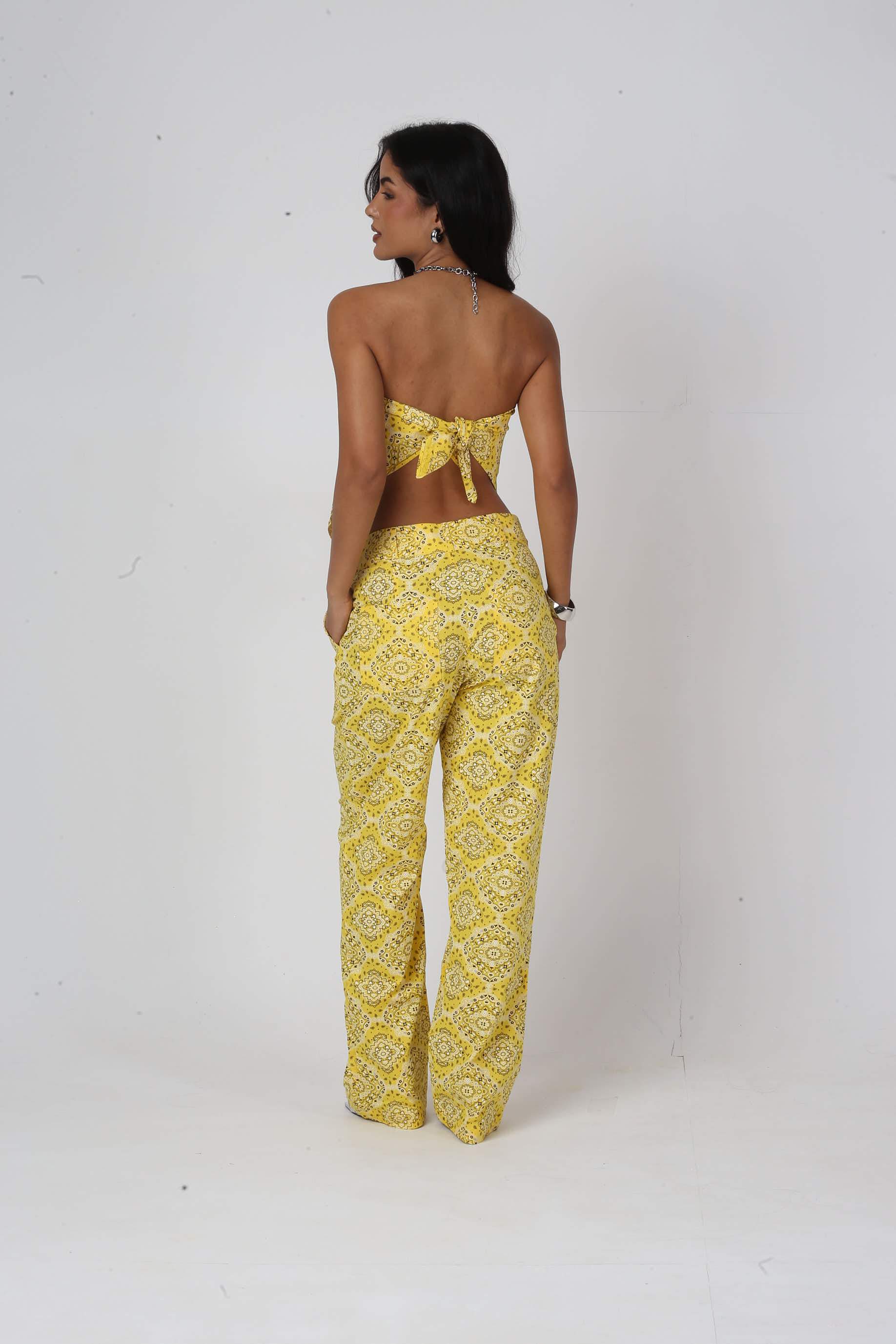 Calça Algodão Paisley Lídia Amarela