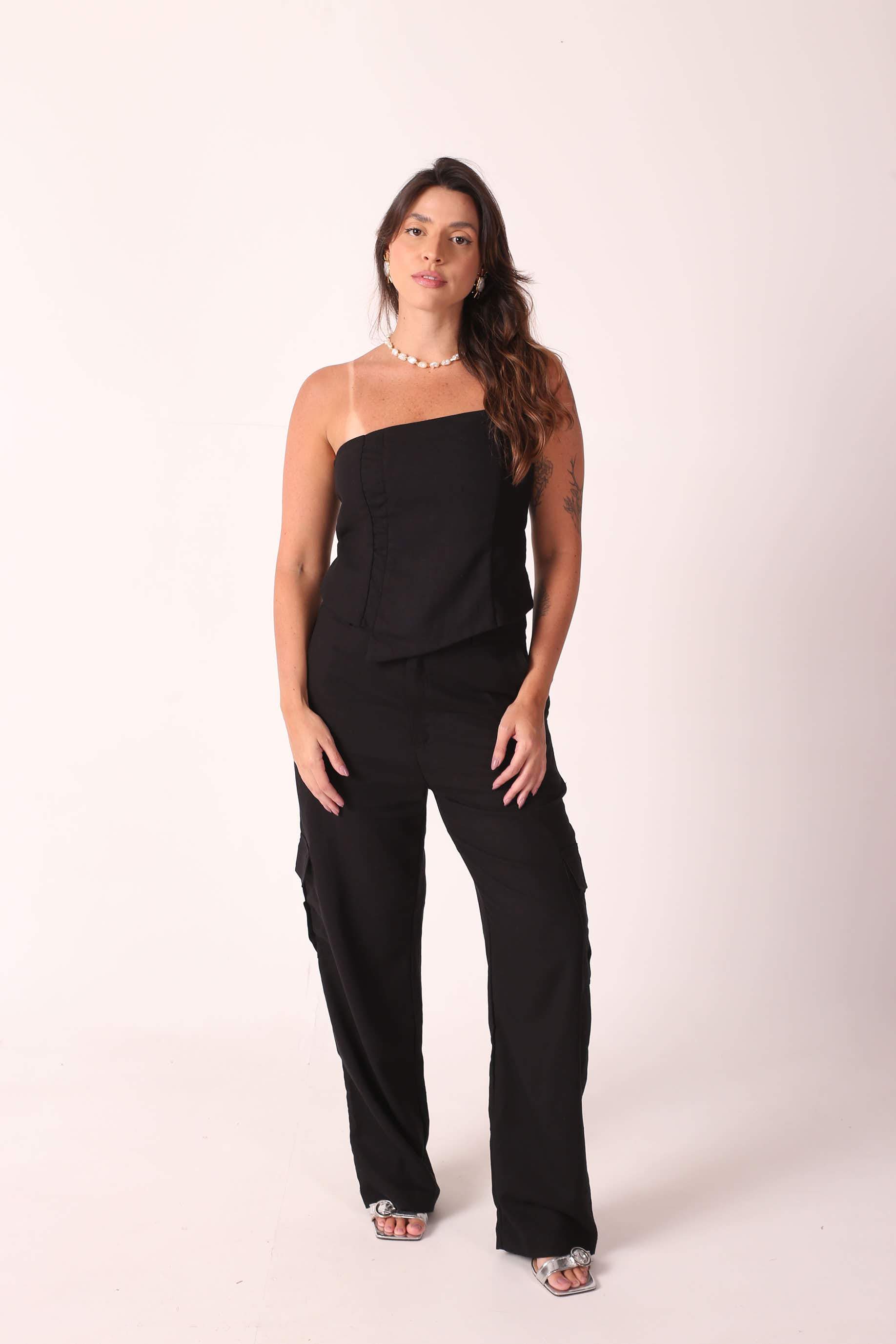 Conjunto Linho Letícia Preto
