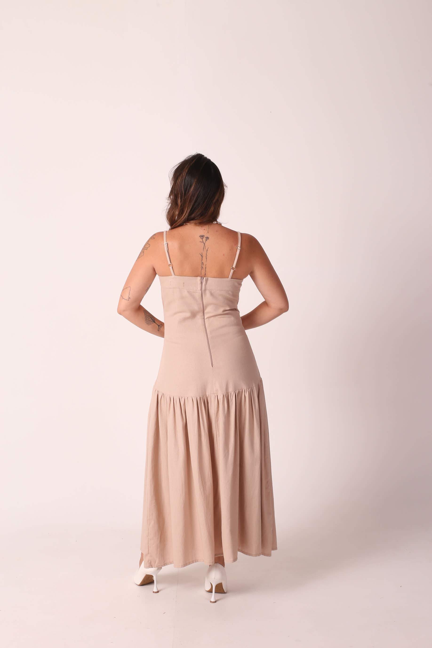 Vestido Linho Dani Areia