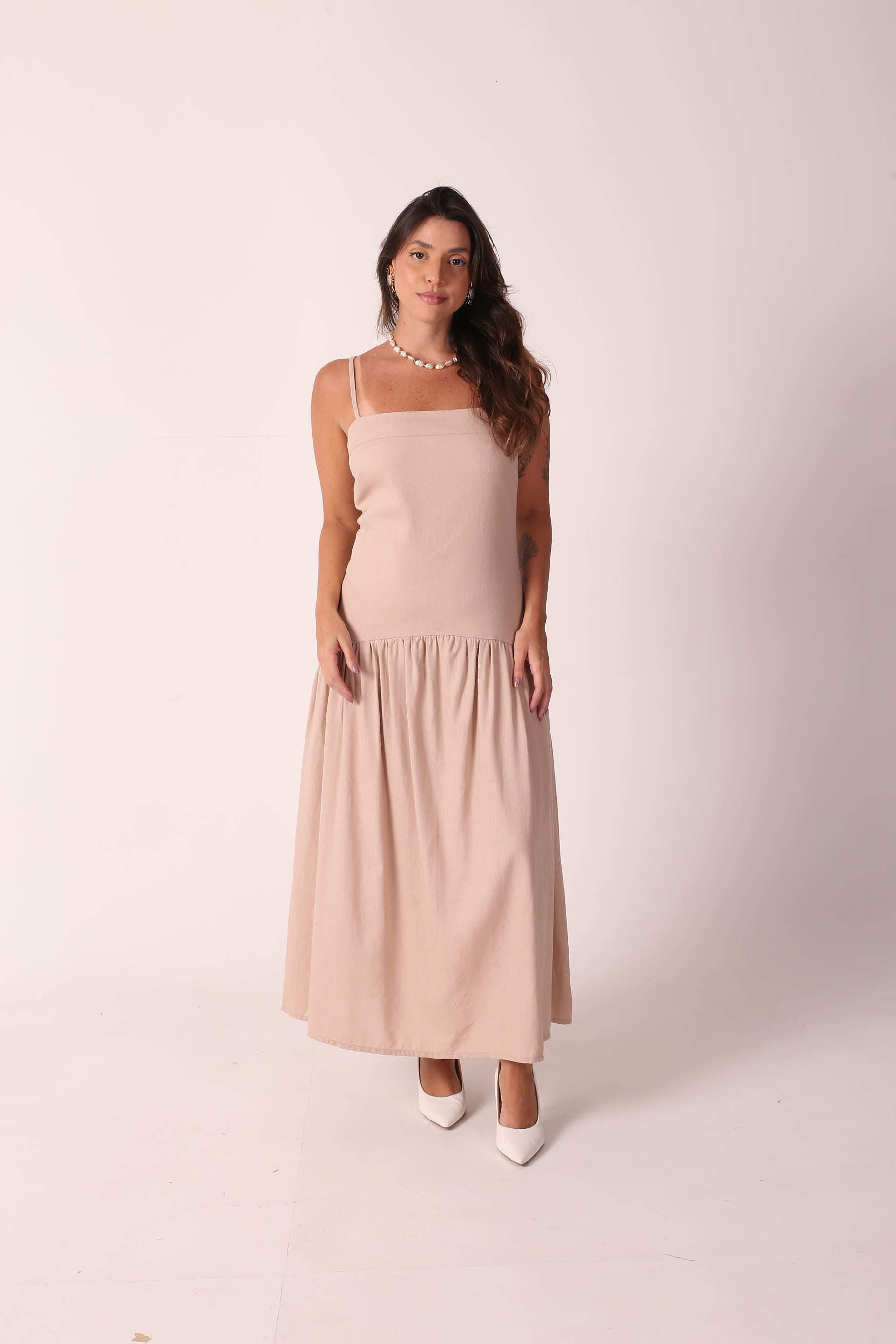 Vestido Linho Dani Areia