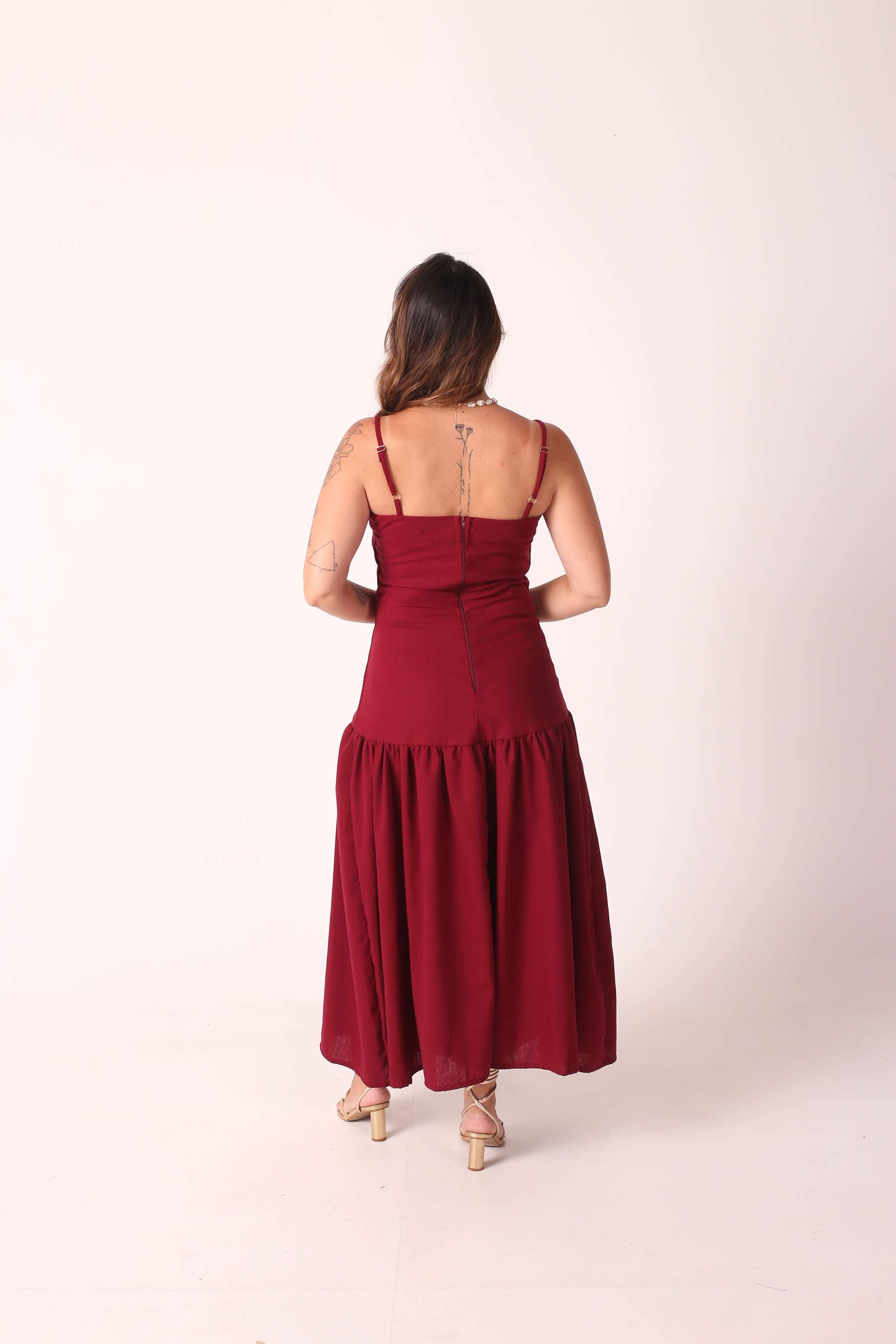 Vestido Linho Dani Marsala