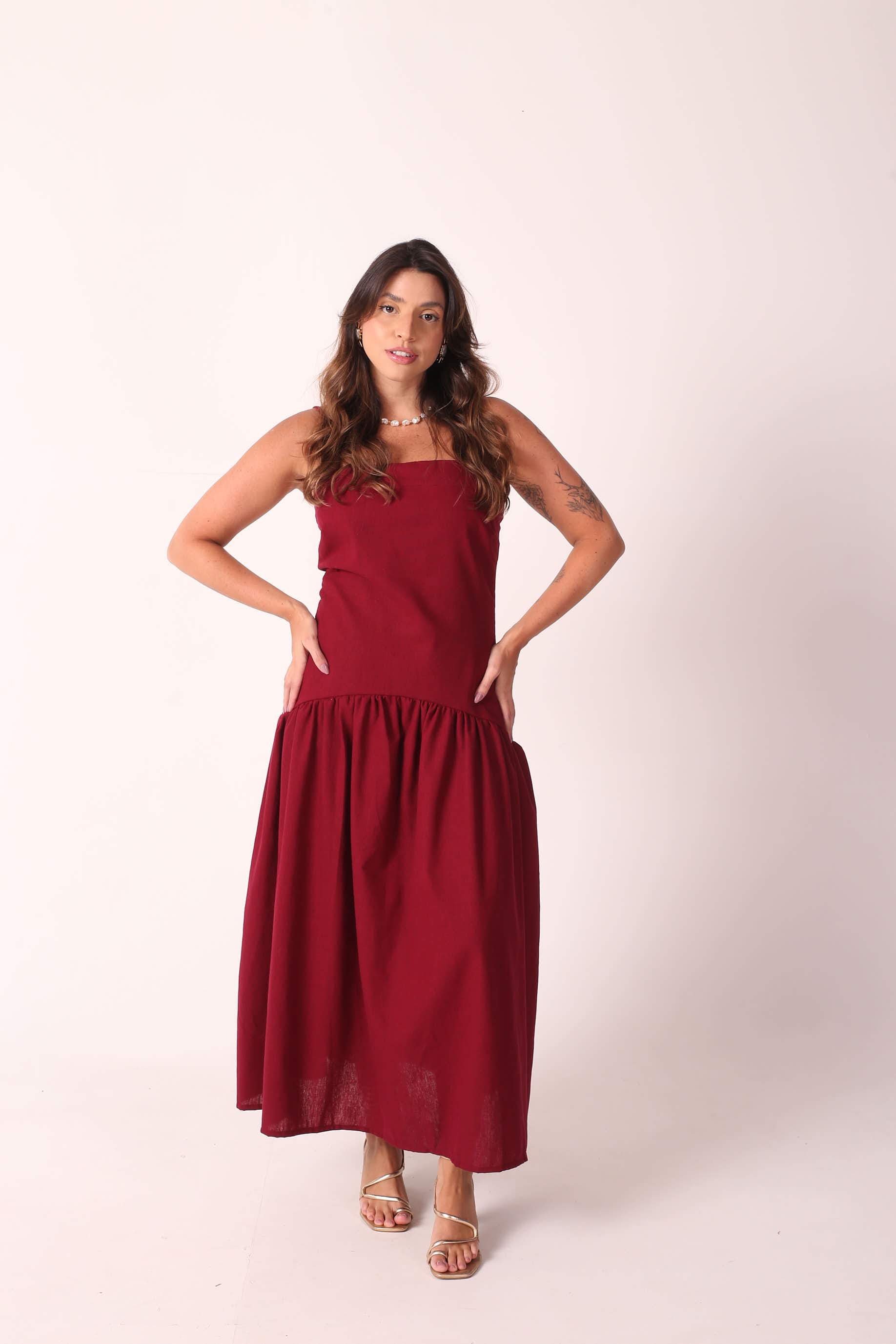Vestido Linho Dani Marsala