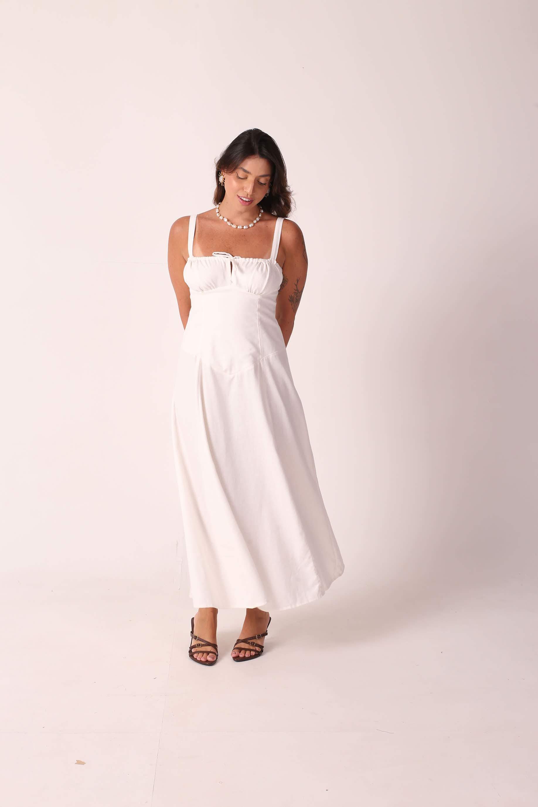 Vestido Linho Flora Off