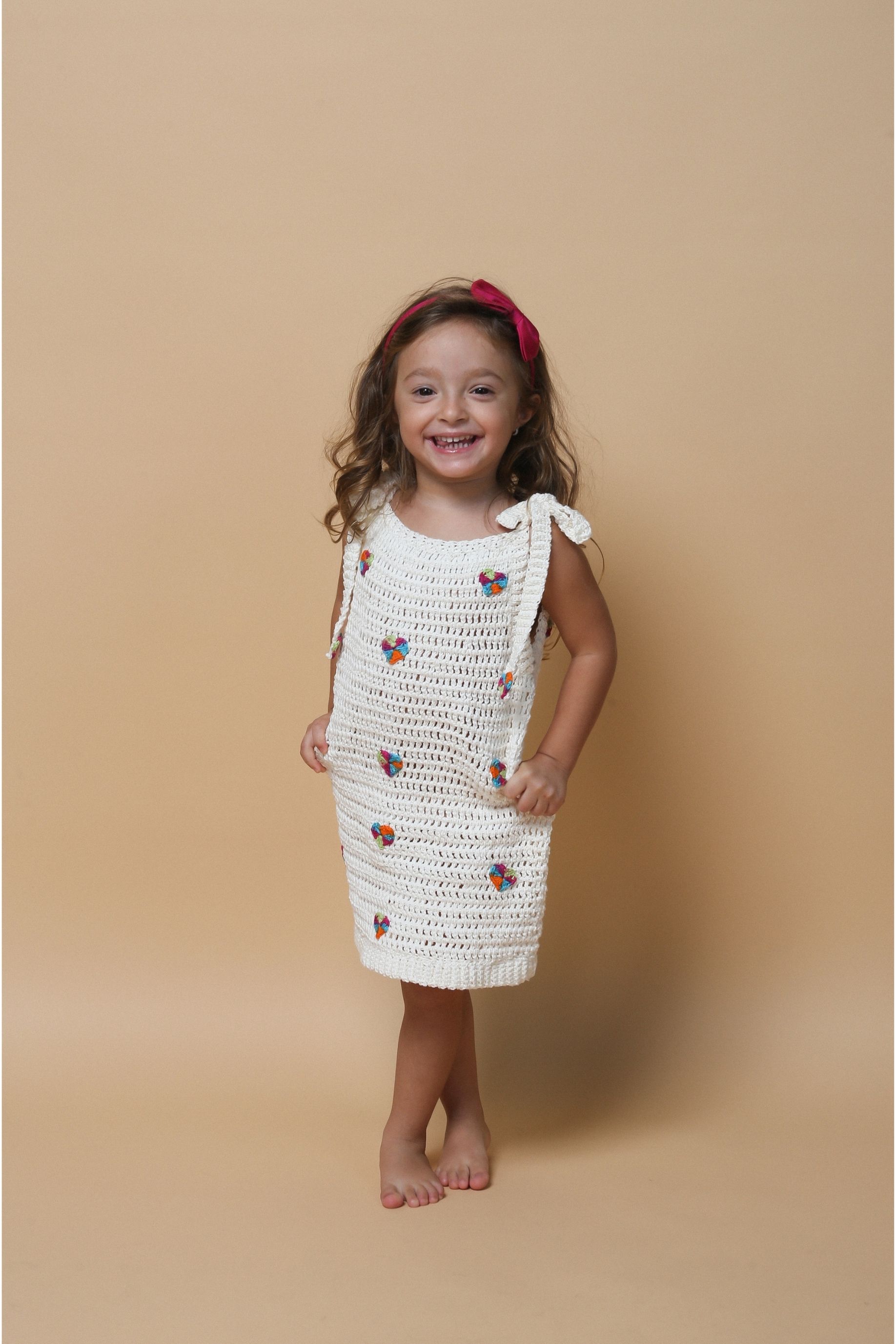 Vestido Croche Antônia (coração colorido)