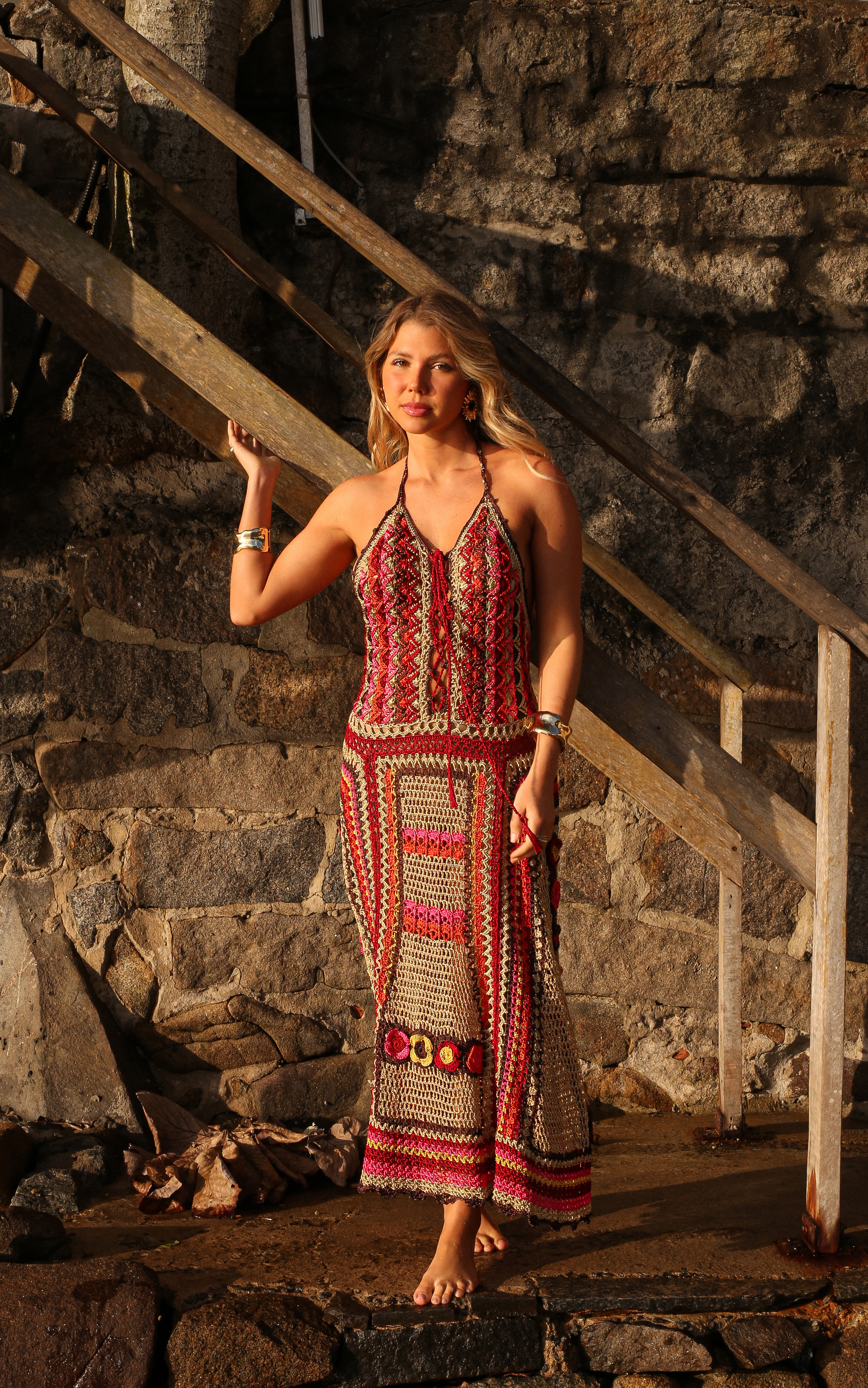 Vestido Croche Saint Tropez Dourado