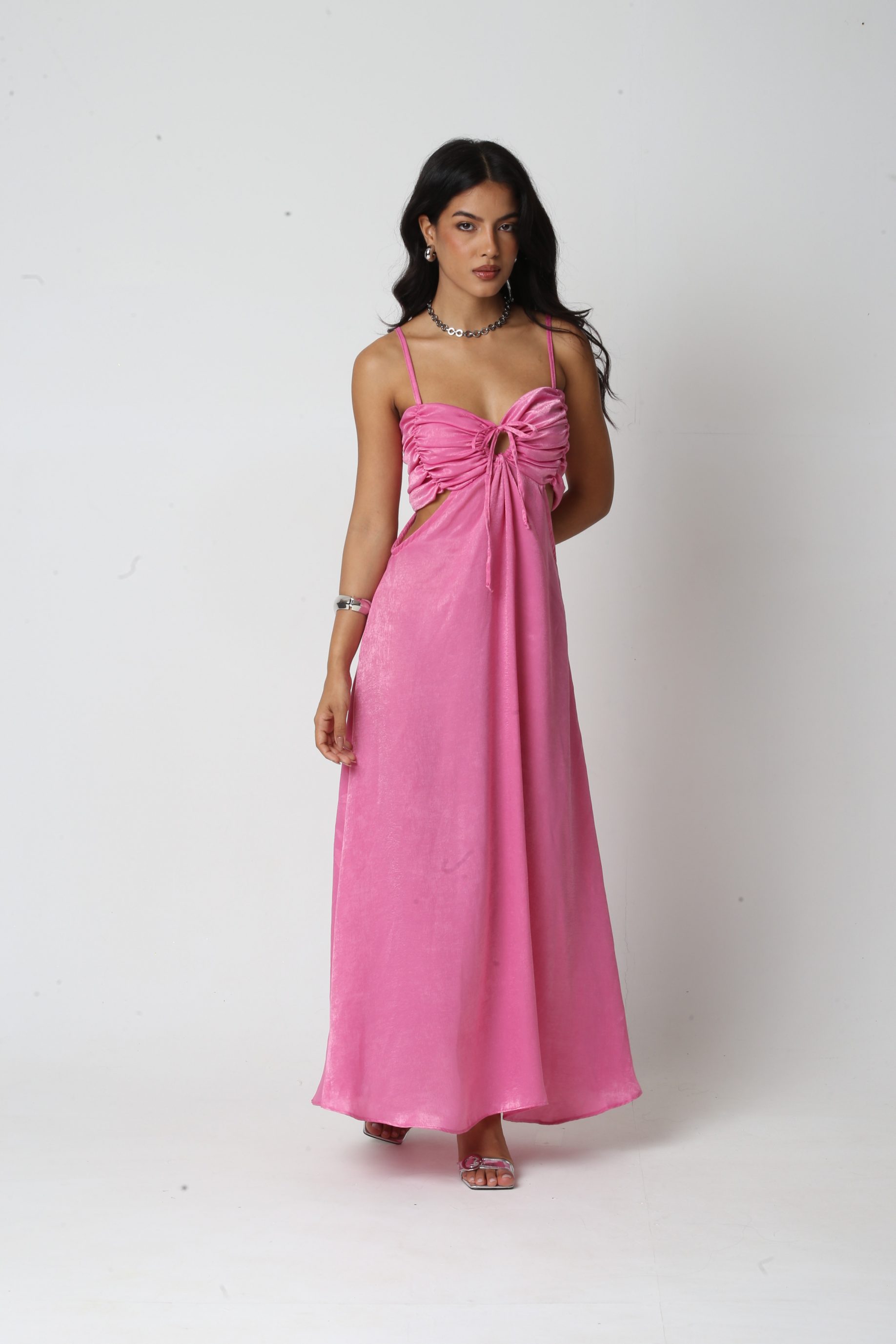 Vestido Acetinado Helena Rosa