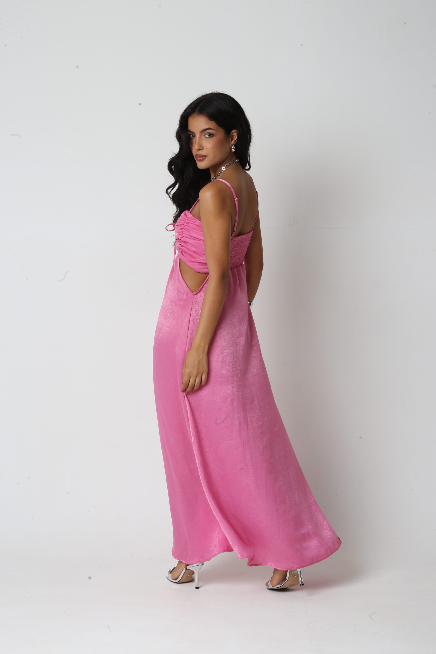 Vestido Acetinado Helena Rosa